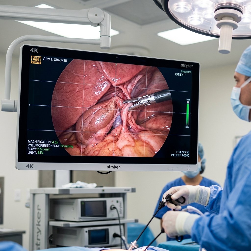Laparoscopic Oncology keyhole camera video monitor